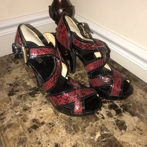 Michael Kors red python sandals